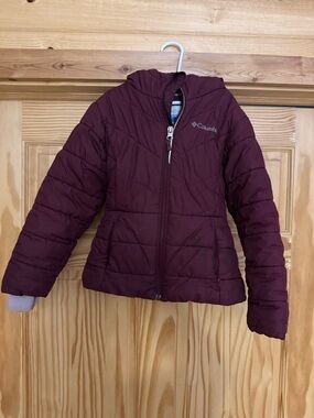 Columbia Girls' Maroon Hooded Puffer Jacket